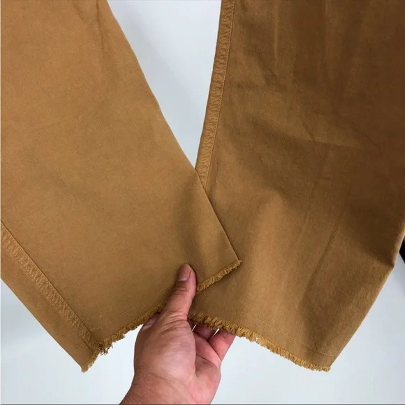 NWT NILI LOTAN Jenna Slim Pants in “Fawn” Cotton Ankle Raw Hem Size 12 - Picture 10 of 11